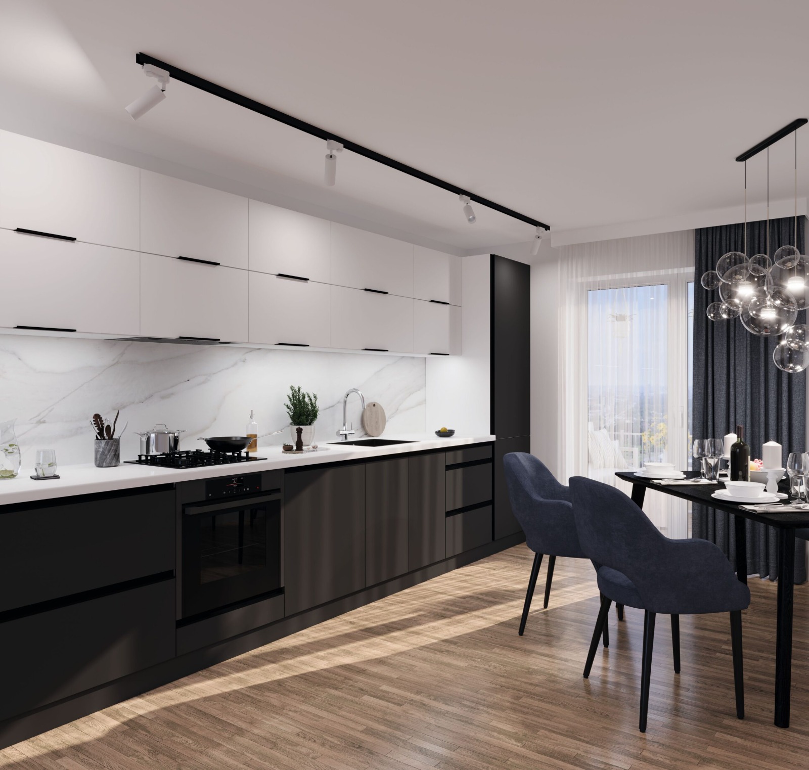 Custom kitchen with warm cabinetry and walnut accents